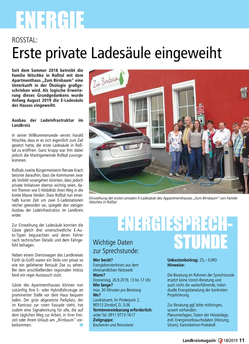 Zeitungsausschnitt über die E-Ladestation am Apartmenthaus