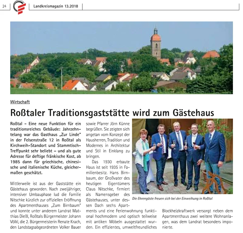 Zeitungsausschnitt über die Einweihung des Apartmenthauses